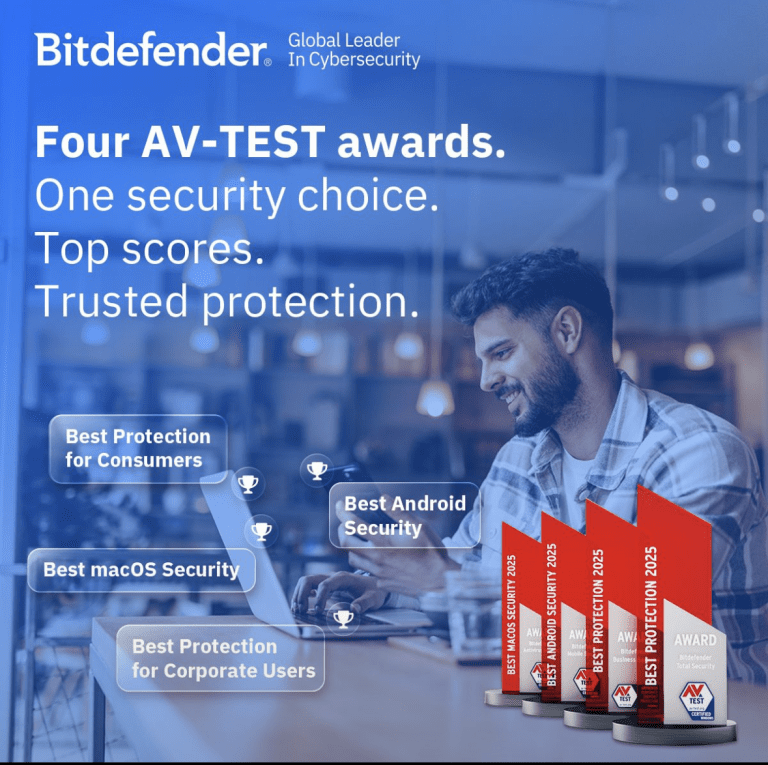 Bitdefender AV-TEST 四項大獎